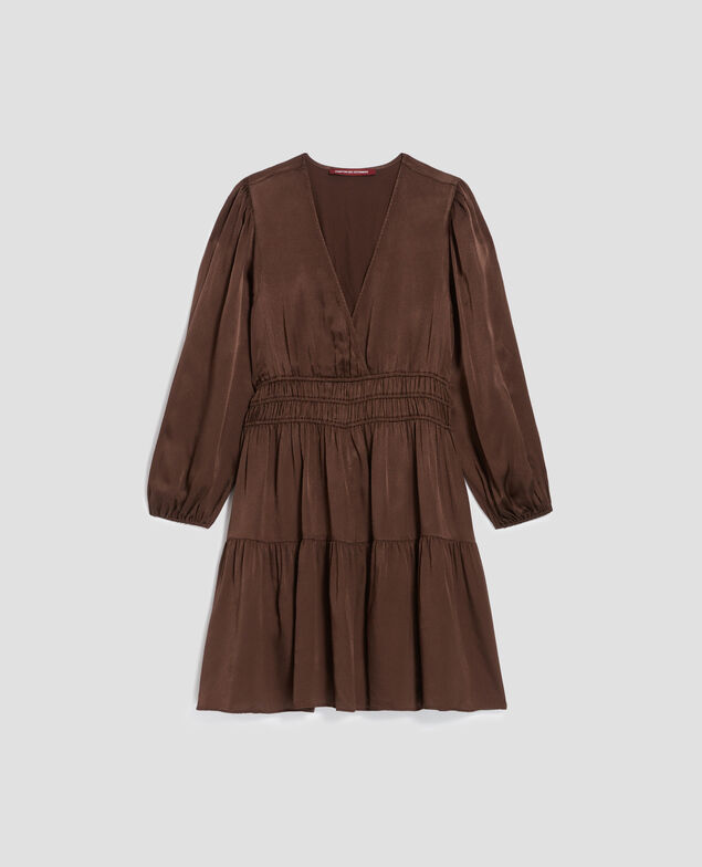 Kurzes Kleid mit fließendem Fall I390 coffee bean