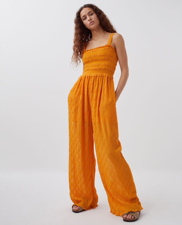 Fließend fallender gesmockter Jumpsuit H221 orange butter