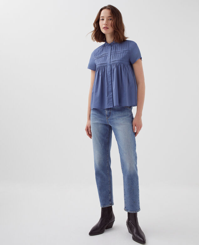 Bluse mit kurzen Ärmeln I640 gray blue