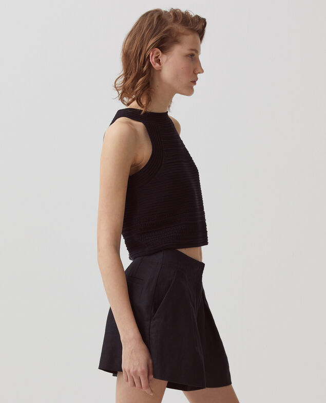Faltenshorts aus Leinen H091 black beauty