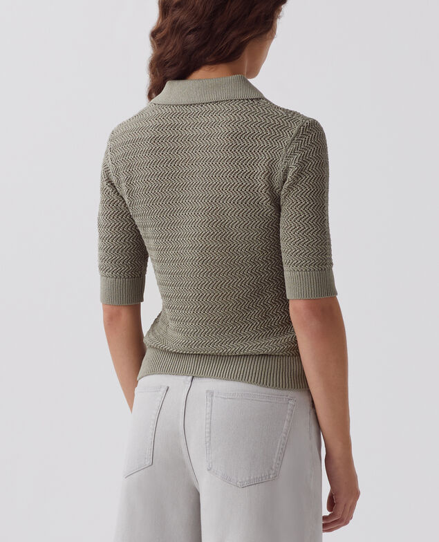Baumwollpullover mit Polokragen mit Reißverschluss J050 shadow gray