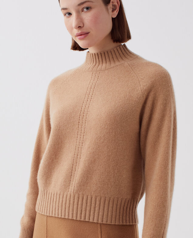 Pullover mit hohem Kragen aus Kaschmir I321 camel