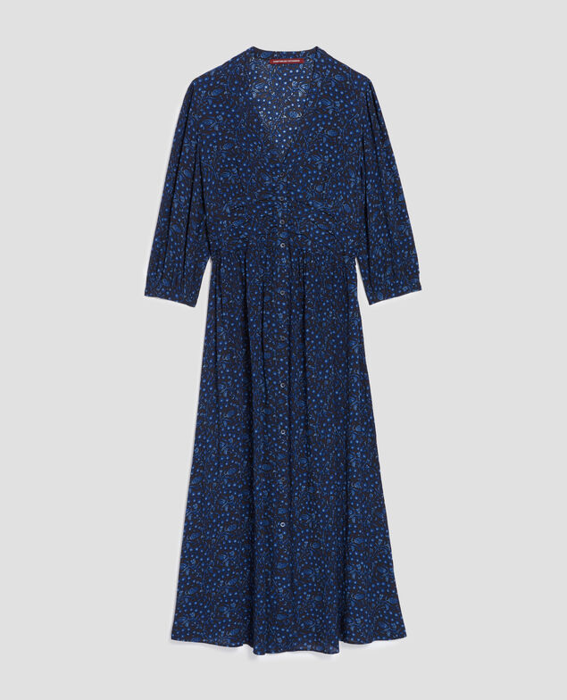 Langes fließendes Kleid I662 batik navy