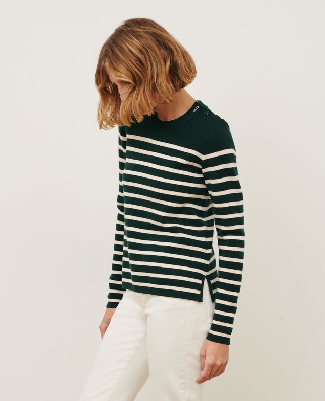 MADDY - Pullover aus Merinowolle im Marinelook 8872 58 darkgreen stripe