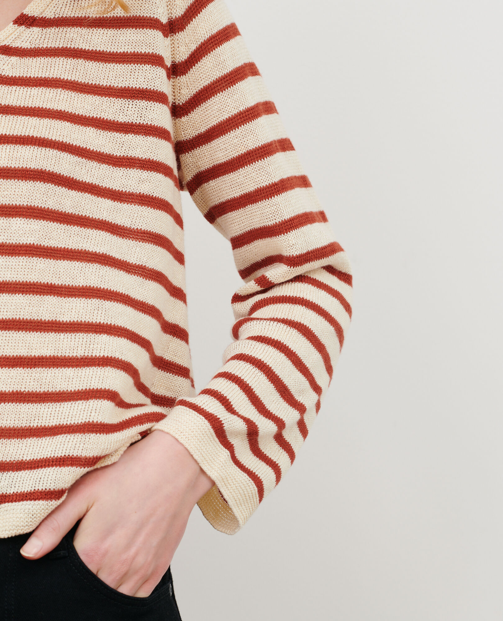 Gestreifter Pullover aus Leinen 116 stripe red Logron