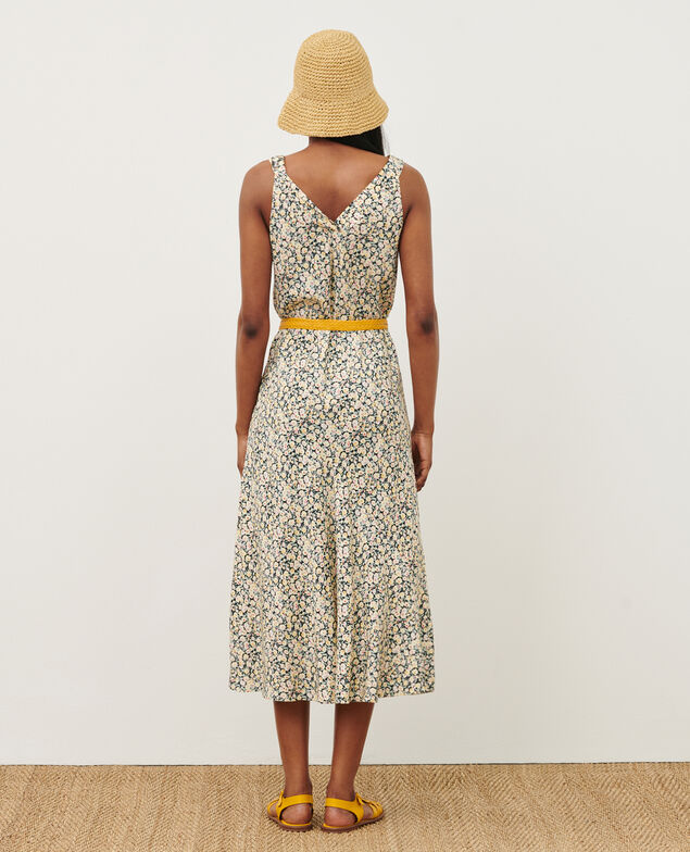 Langes gemustertes Kleid 7302c 119 print yellow