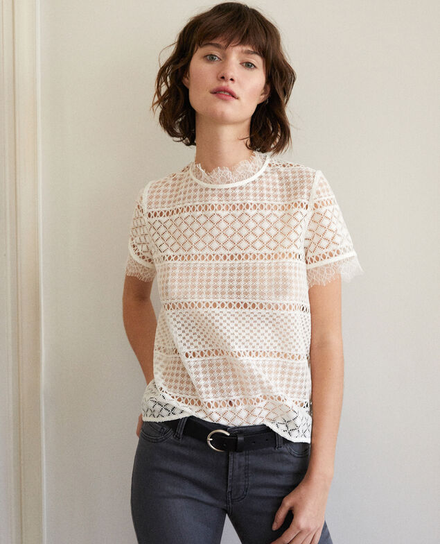 Bluse aus Ajourspitze Weiß