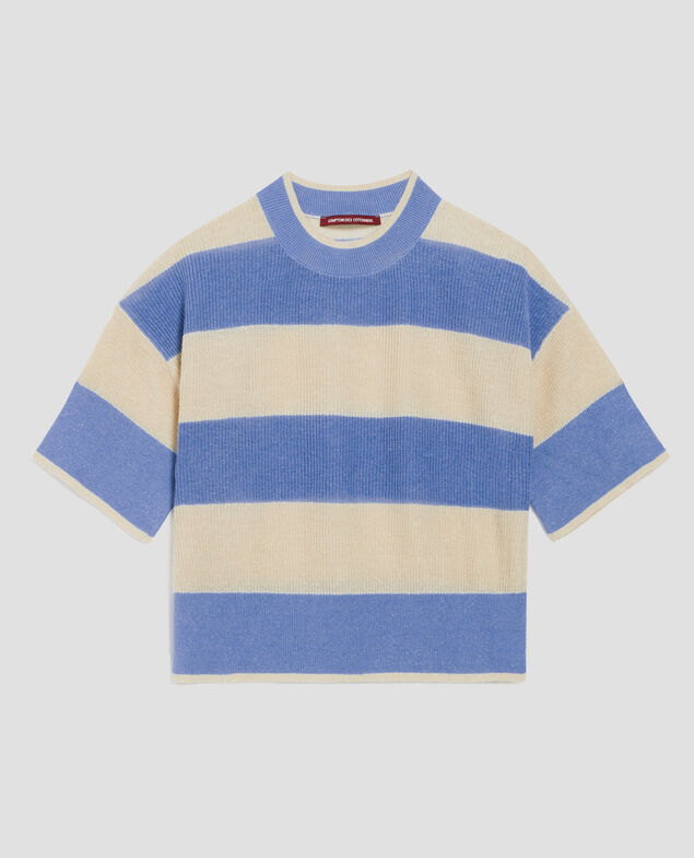 Cropped Pullover mit kurzen Ärmeln aus Leinen H602 large savoie