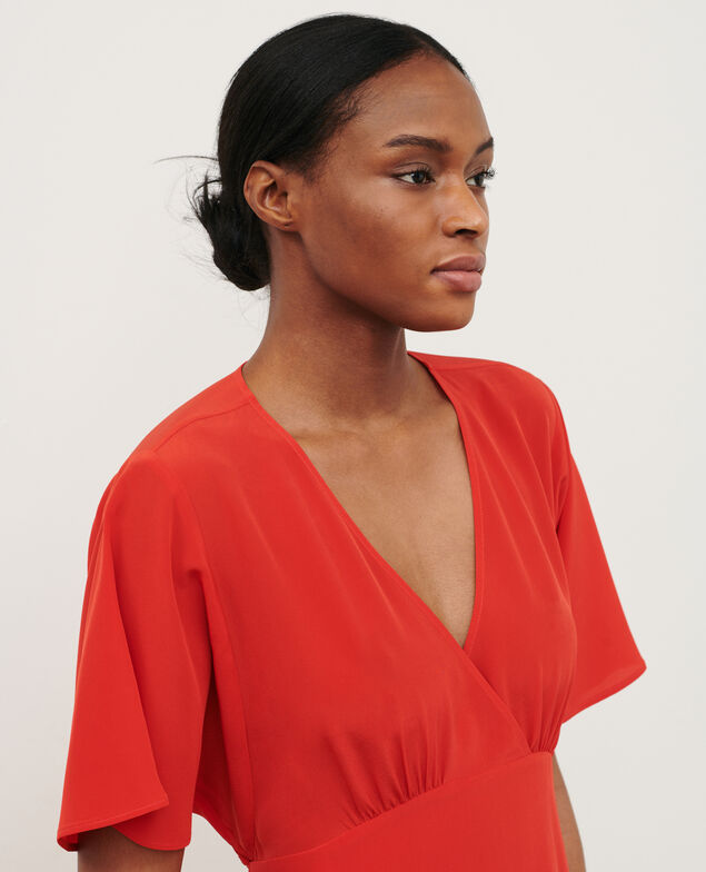 Midi-Rock aus Seide 7024c 14 red
