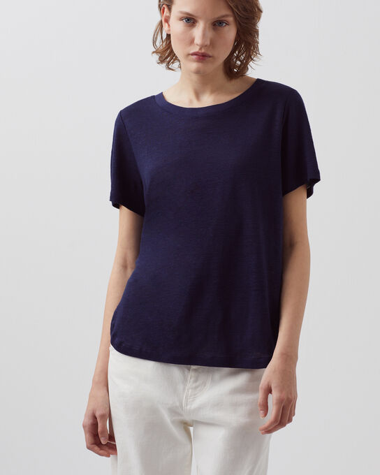 AMANDINE - T-Shirt mit Rundhalsausschnitt aus Leinen 68 BLUE