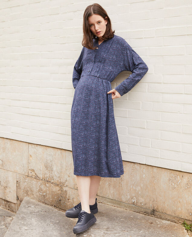 Gemustertes Kleid Blau