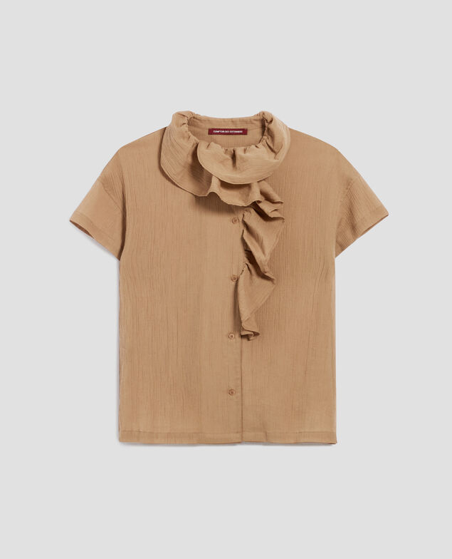 Rüschenbluse aus Plissee-Baumwolle H330 tiger's eye