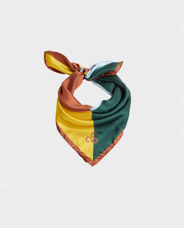 Buntes quadratisches Seidentuch Lemon curry Massana