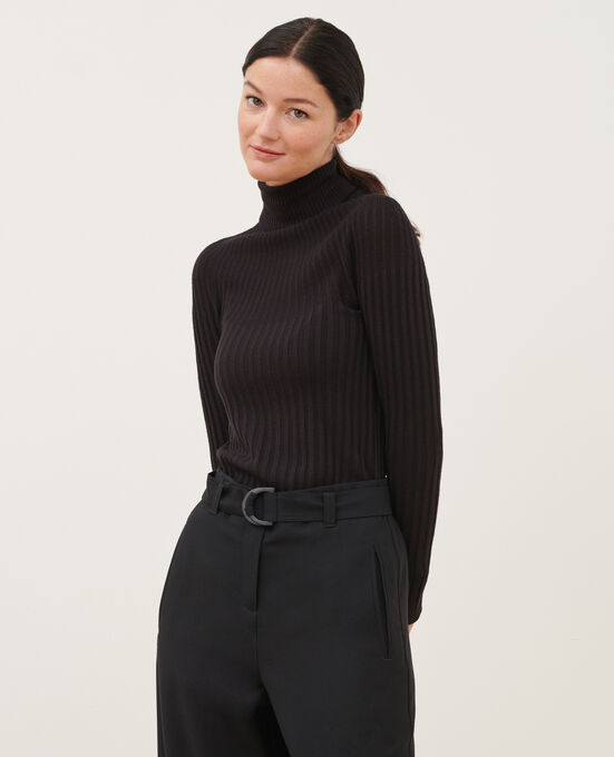 Rollkragenpullover aus Merinowolle 8853 09 BLACK