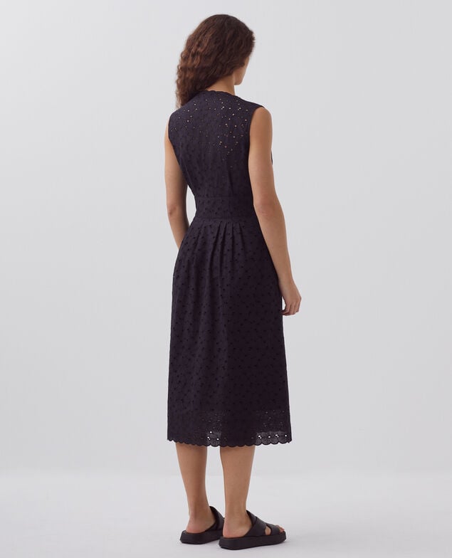 Langes Kleid mit Lochstickerei H091 black beauty