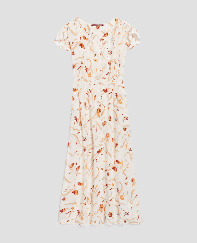 LUDIVINE - Fließendes gemustertes Kleid H302 delicate fl natural