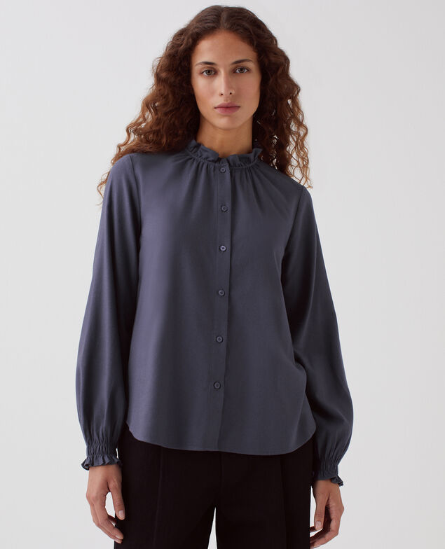 Bluse mit Volant-Kragen I083 odyssey gray