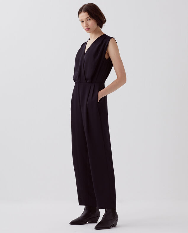 Satinierter fließender Jumpsuit H091 black beauty