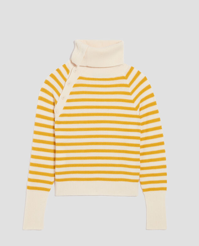 Marinepullover aus Merinowolle mit Knopfleiste I471 st ecru yellow