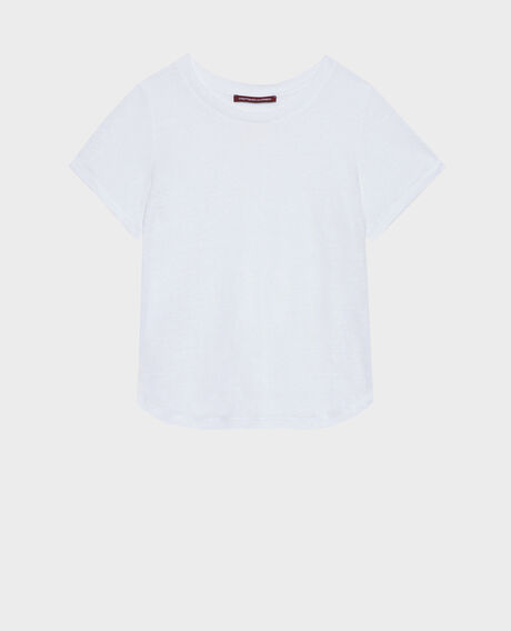 AMANDINE - T-Shirt mit Rundhalsausschnitt aus Leinen 00 white 2ste055f05