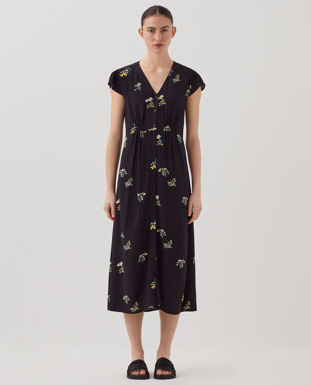 LUDIVINE - Langes fließendes Kleid J091 fl bouquet black