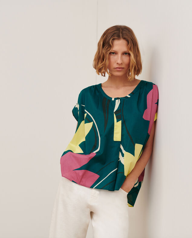 Gemusterte Bluse 0649 birdy blue 3sbl292c11