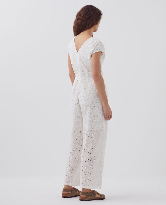 Jumpsuit mit Lochstickerei H003 white
