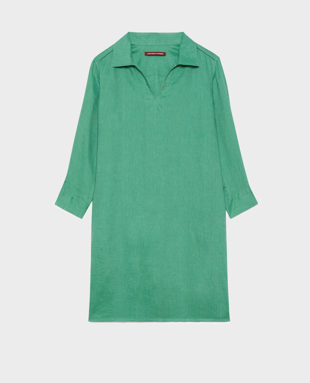 DAISY - Weites Kleid aus Leinen 0542 pine green 3sdr016f04