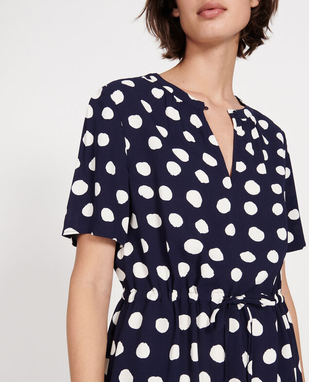 Gerades und fließendes Kleid Dots maritime blue