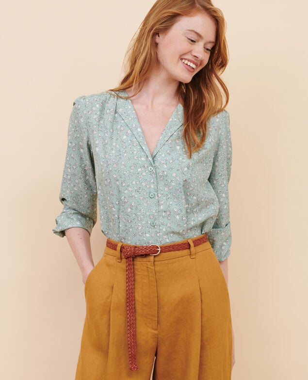 Fließende Bluse 96 print green