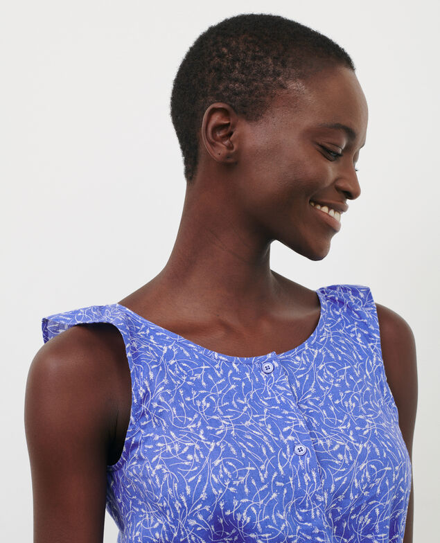 Ausgestelltes Kleid aus Leinen 91 print blue
