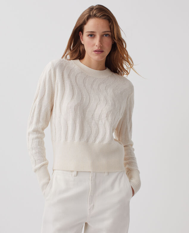 Pullover mit Rundhalsausschnitt aus Merinowolle I307 ecru