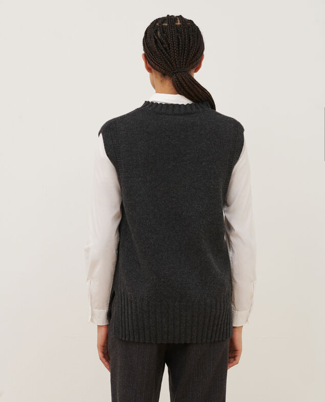 Ärmelloser Pullover A099 black chiné knit 3wju126w37