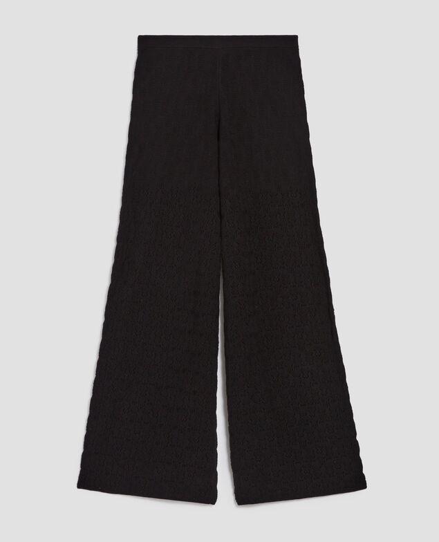 Ausgestellte strukturierte Häkelhose aus Baumwolle H091 black beauty