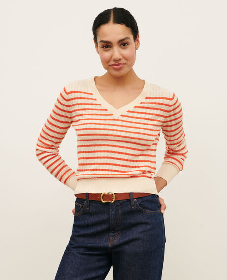 Marinepullover aus Leinen 0240 tiger lily stripes 3sju271l01