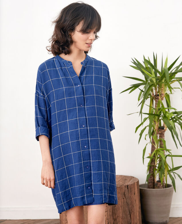 Weites Leinenkleid  Indigo