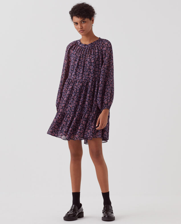 Kurzes Kleid mit fließendem Fall I691 indienne navy
