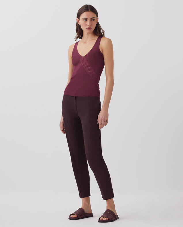 Langes Top aus Rippstrick J750 burgundy