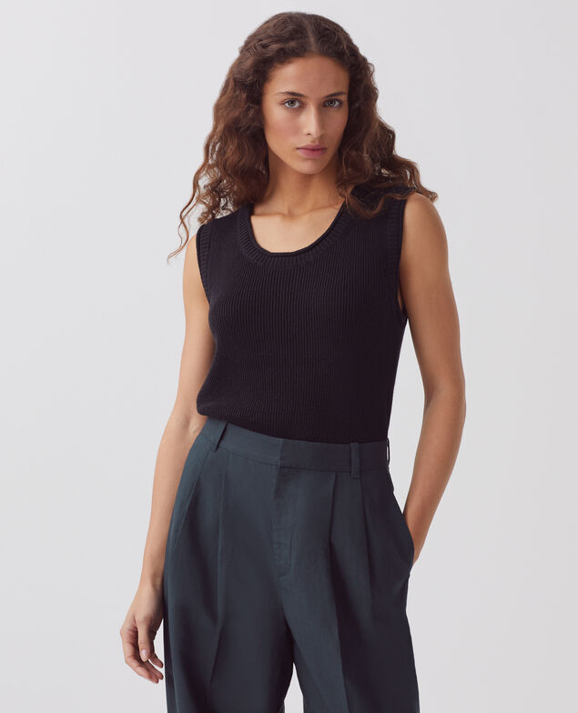 Langes Top aus Leinen H091 black beauty