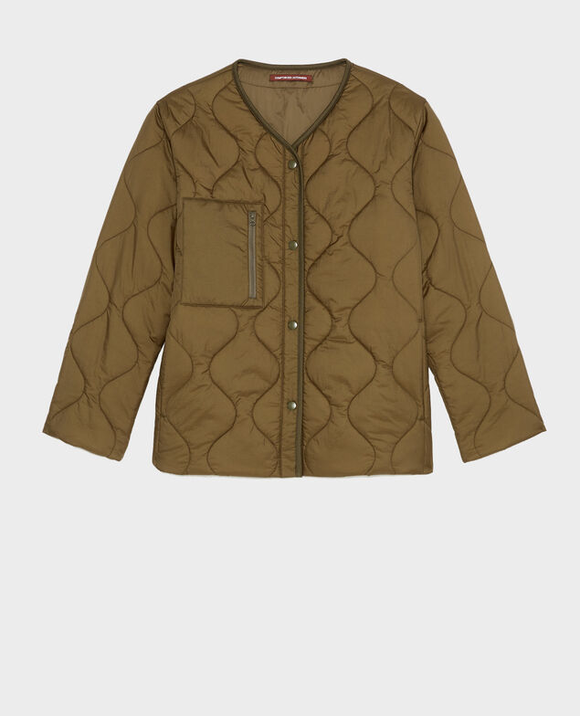Weite Daunenjacke mit V-Kragen  Military green