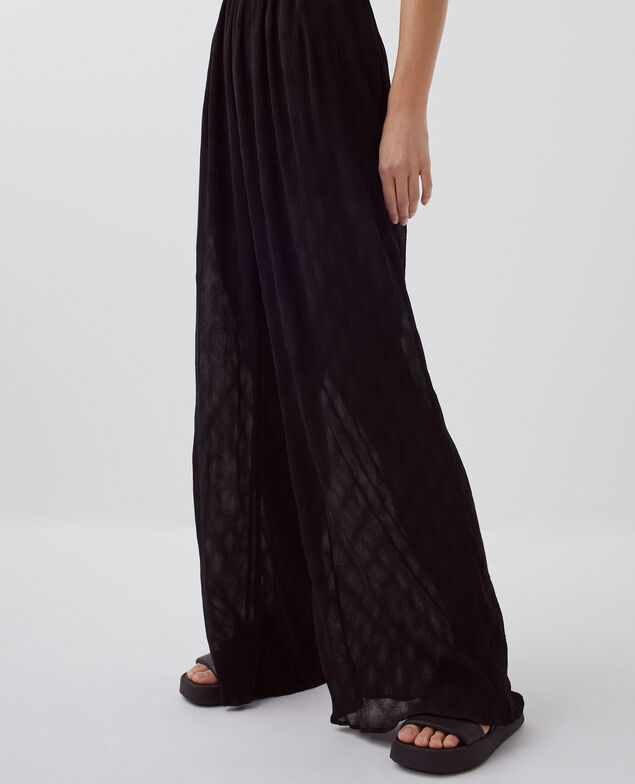 Fließend fallender gesmockter Jumpsuit H091 black beauty