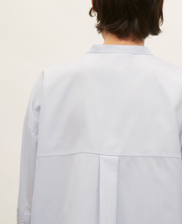 Bluse ohne Kragen aus Baumwoll-Popelin Heather