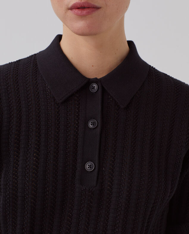 Baumwollpullover mit Polokragen U090 black