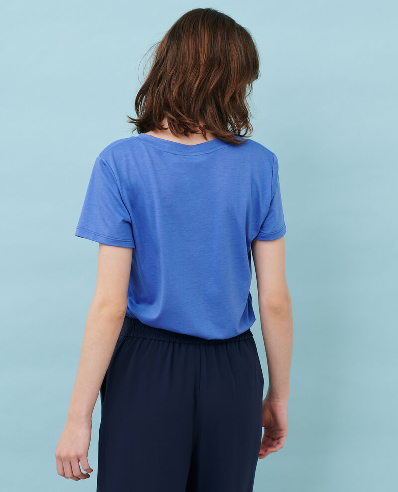 LÉA - Fließendes T-Shirt mit V-Ausschnitt 62 blue Paberne