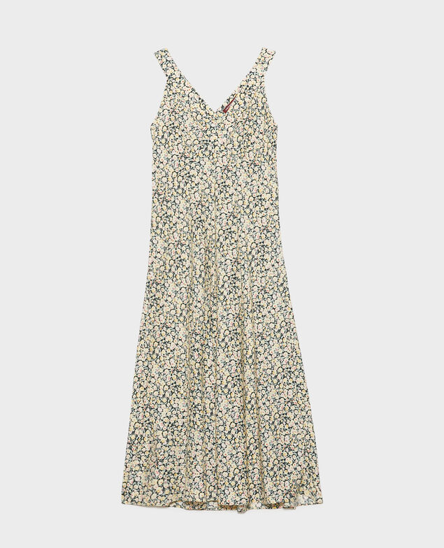 Langes gemustertes Kleid 7302c 119 print yellow