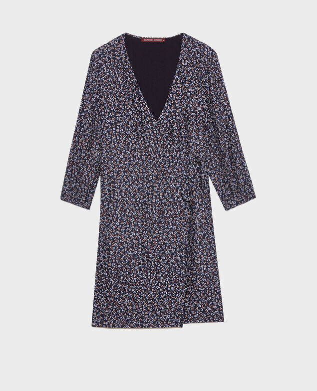 Wickelkleid aus Seide Clochette navy Nireclos