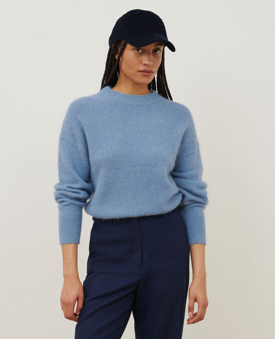 Pullover aus Alpakamischwolle A601 LT BLUE INFINITY