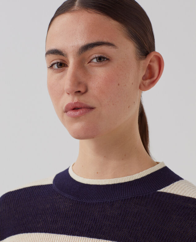Cropped Pullover mit kurzen Ärmeln aus Leinen H692 large baritone