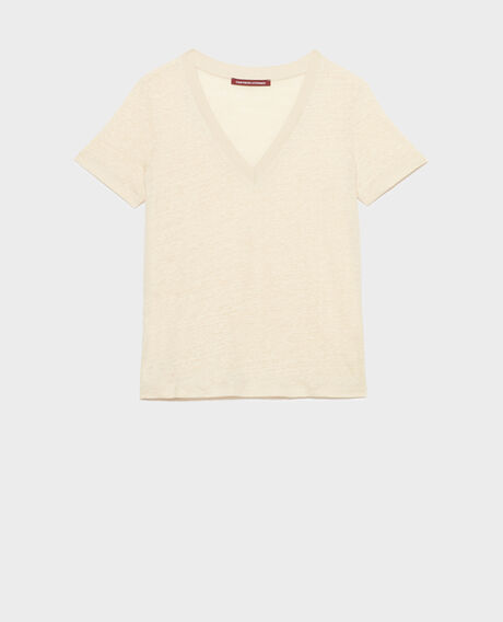 SARAH - T-Shirt mit V-Ausschnitt aus Leinen