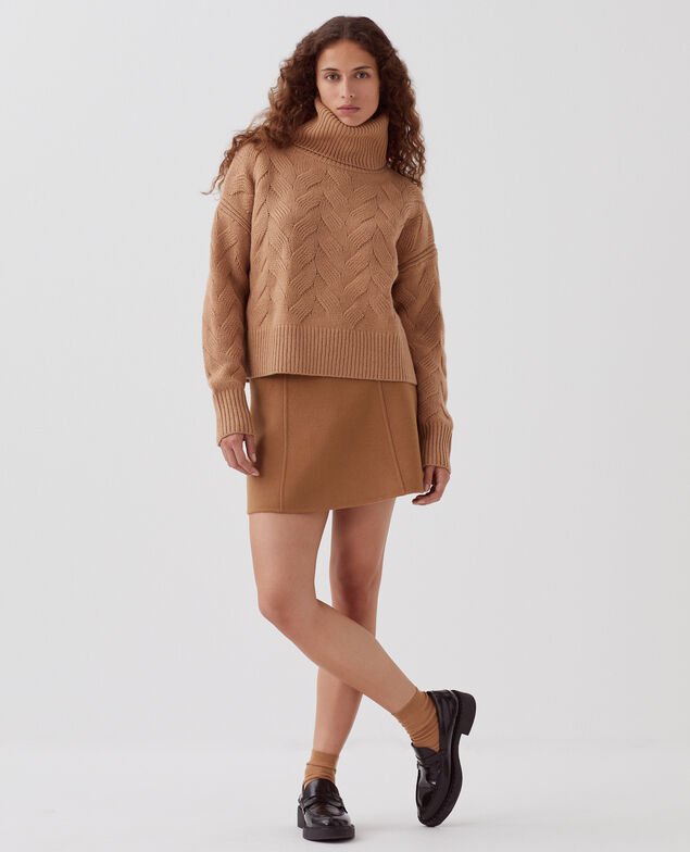 Rollkragenpullover aus Wolle I321 camel